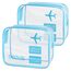 OSDUE 2 Stück Kulturbeutel Transparent, Flugzeug PVC Kosmetiktasche Wasserdicht, Handgepäck-Reisezubehör, Kulturtaschen für Männer, Frauen, Kinder, Familie (Blau)