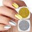 Allstarry Chrome Nail Powder, 2 Farben Pigment Für Nägel Aurora Weiße Perle Silver Gold Chrome Nail Powder Cromepulver Nägel Nails Metallischer Glitzerpuder für Nail Charms Gold Nail Art Nageldesign