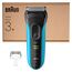 Braun Series 3+ Rasierer Herren Elektrisch, Elektrorasierer, 3 Flexible Klingen, Rasierapparat, Effizienter MicroComb Mitteltrimmer, Präzisionstrimmer, Nass- & Trockenrasierer für Männer, 3040si, Blau