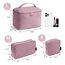 MAGEFY 3er Set Kosmetiktasche Kulturtasche Damen, Cord Make up Tasche mit Fächern Reise Make up Tasche für Mädchen Frauen (Rosa)