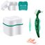 Dentures Case, Prothesendose, Prothesenbürste Set, Zahnprothesen behälter, Prothesenpflegeset, Prosthesis Tooth Dental False Teeth Storage Box, Prothesenkoffer mit Prothesenreinigungsbürste(Grün)