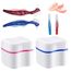 2 Dentures Case, Prothesendose, 4 pcs Prothesenbürste Set, Zahnprothesen behälter, Prothesenpflegeset, Prosthesis Tooth Dental False Teeth Storage Box, Prothesenkoffer mit Prothesenreinigungsbürste