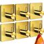 4happy Handtuchhaken ohne Bohren – 6er Pack Handtuchhalter ohne Bohren Gold, Klebehaken Edelstahl wasserfest, Haken selbstklebend als Handtuchhaken, Badezimmer Handtuchhalter, funktionale Haken