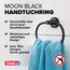 tesa Moon Black Handtuchring, matt schwarz - Handtuchhalter-Ring oval - zur Wandbefestigung ohne Bohren, inkl. Klebelösung - 53 mm x 184 mm x 130 mm