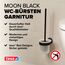 tesa Moon Black WC-Garnitur, Set mit Halter & WC-Bürste, matt schwarz, satiniertes Glas - für Bäder im Industrial Style und Moderne Badezimmer - bohrfrei, inkl. Klebelösung - 112 mm x 379 mm x 145 mm
