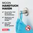 tesa MOON Klebehaken, verchromt, runde Form - Bad-Haken zur Wandbefestigung ohne Bohren, inkl. Klebelösung - 36 mm x 36 mm x 36 mm