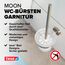 tesa Moon WC-Garnitur, satiniertes Glas und verchromter Edelstahl - Toilettenbürsten-Set zur Wandbefestigung ohne Bohren, inkl. Klebelösung - 115mm x 390mm x 147mm