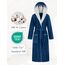 Morgenstern Bademantel Damen mit Kapuze 100% Baumwolle Frottee OEKO-TEX® Morgenmantel Leonie Blau Größe S