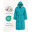 Morgenstern Bademantel Damen mit Kapuze 100% Baumwolle Frottee OEKO-TEX® Morgenmantel Leonie Petrol Größe XL
