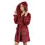 Gräfenstayn Bademantel Damen flauschig mit Kapuze - Kuschelfleece - Öko-Tex Standard 100 - Morgenmantel leicht & kurz - Größe (XL, Bordeaux)
