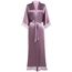 BABEYOND Satin Kimono Robe Lang Brautjungfer Hochzeit Bademantel mit Spitzenbesatz - Violett - Einheitsgröße