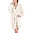 Gräfenstayn Bademantel Damen flauschig mit Kapuze - Kuschelfleece - Öko-Tex Standard 100 - Morgenmantel leicht & kurz - Größe (L, Creme)