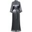 Babeyond Satin-Kimono-Bademantel, seidig, lang, für Brautjungfer, Hochzeit, leichter Bademantel mit Spitzenbesatz, Dunkel_Grau, Einheitsgröße