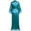 Babeyond Satin-Kimono-Bademantel, seidig, lang, für Brautjungfer, Hochzeit, leichter Bademantel mit Spitzenbesatz, Pfauenblau, Einheitsgröße Mehr