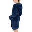 Gräfenstayn Bademantel Damen flauschig mit Kapuze - Kuschelfleece - Öko-Tex Standard 100 - Morgenmantel leicht & kurz - Größe (L, Blau)