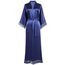 BABEYOND Damen Morgenmantel Lang Kurz Einfarbiger Bademantel Spitzen Ärmel Seide Satin Kimono Kleid Damen Sommer Robe Reine Farbe Schlafmantel (Lang - Dunkelblau)