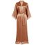 BABEYOND Damen Morgenmantel Lang Kurz Einfarbiger Bademantel Spitzen Ärmel Seide Satin Kimono Kleid Damen Sommer Robe Reine Farbe Schlafmantel Karamell