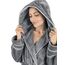 Gräfenstayn Bademantel Damen flauschig mit Kapuze - Kuschelfleece - Öko-Tex Standard 100 - Morgenmantel leicht & kurz - Größe (L, Grau)