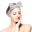 Spa Bowknot Stirnband Damen Spa Haarband Kosmetik, Coral Fleece Makeup Haarbänder Elastic, Cosmetic Stirnband Breitkrempe Korallenvlies Waschen Gesicht Kopfwickel für Dusche Hautpflege Sport(Grau)