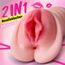 Realistischer Masturbator Taschenmuschi Silikon Masturbieren Sex Spielzeug mit 5D Klitoris Doppelkanal Masturbator Groß für Mann 2 in 1 Sexspielzeug für die Männer solo (Pfirsichrosa)