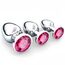 3 Stücke Metall Analplug Set, Silber Metall Analplug mit Kristall Diamant, Sex Spielzeug für Die Frau Männer, Klein Medium Groß Buttplug Anal Butt Plug Set, Rosa