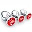 3 Stücke Metall Analplug Set, Silber Metall Analplug mit Kristall Diamant, Sex Spielzeug für Die Frau Männer, Klein Medium Groß Buttplug Anal Butt Plug Set, Rote