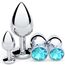 Analplug Set 4 Stücke – Metall Buttplug in Extra Klein, Klein, Mittel & Groß mit Kristall Diamant, hygienisches Sex Spielzeug für Frauen Männer Paare, geeignet für Anfänger & Fortgeschrittene (Blau)