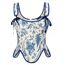 Scarlet Darkness Bustier-Top für Damen, Renaissance-Blumenmuster, Schnürung, Bodyshaper, Korsett mit Reißverschluss, Blau floral, 18