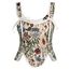 Scarlet Darkness Bustier-Top für Damen, Renaissance-Blumenmuster, Schnürung, Bodyshaper, Korsett mit Reißverschluss, Cremefarbenes Gänseblümchen, 10