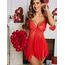 Avidlove Dessous für Damen, Spitze, Babydoll, Nachtwäsche, Boudoir-Outfits, Übergröße, Langeray, XS-5XL, B Rot, XX-Large