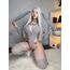 KORURACLUB Cosplay Sexy Bunny Outfit Grau Cosplay Dessous für Damen Tierkostüme Bunny Bodysuit (XS-M)