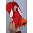KORURACLUB Cosplay Sexy Bunny Outfit Cosplay Dessous für Damen Tierkostüme Bunny Bodysuit (Rot, XS-M)