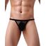 ohyeahlady Herren String Tanga Netz Slip Sexy Unterwäsche Große Größen Dessous Mesh Unterhose Transparent Thong T-Back Unterhose Elastizität G-String Low Rise Höschen Schwarz M