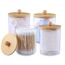 Vexillic Wattestäbchen Behälter, 4 Stück Wattepadspender Acryl Schminktisch Organizer Qtip Halter Spender mit Bambus Deckel für Wattebällchen, Wattestäbchen, Wattepads, Zahnseide