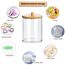 Gigmeta 3 Stück Acryl Wattestäbchen Behälter, Wattepads Aufbewahrung mit Bambus Deckeln, Wattestäbchen Halter, Wattestäbchen Behälter, Wattepadspender für Wohnzimmer, Schlafzimmer, Badezimmer