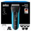 Braun Series 3+ Rasierer Herren Elektrisch, Elektrorasierer mit 3 Flexiblen Klingen, Rasierapparat Made in Germany, Barttrimmer-Aufsatz, +5 Kammaufsätze, Nass- & Trockenrasierer, 3010BT, Blau