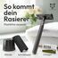 ANYMALE® Rasierhobel Herren - Set mit Ständer, Klingenschutz und 5 Rasierklingen - Rasierer Herren Nass - Safety Razor Black Edition