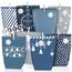 Adventskalender zum Befüllen 2025-24 blau-grauen Papiertüten groß (22x16x6cm) zum Selber füllen - Weihnachtskalender tüten für Kinder Junge und Männer, Wiederverwendbar
