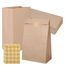 20 Stück Papiertüten Braun, 28x15x9cm Kraftpapiertüten Geschenktüten mit 20 Aufkleber Flachboden Papier Beutel für Ramadan Hochzeit Valentinstag Ostern zum Befüllen