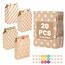 Ledebouk Papiertüten Kindergeburtstag, 20 Stück Geschenktüten Braun Tüten Papier mit 24 Aufkleber, Candy Tüten für Verpacken von Geschenken Giveaways Festivals Partys 24×12,7×8 cm