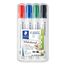 STAEDTLER Whiteboard-Marker Lumocolor, Rundspitze ca. 2 mm Linienbreite, Set mit 4 Farben, hohe Qualität Made in Germany, trocken und rückstandsfrei abwischbar von Whiteboards, 351 WP4