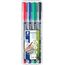Staedtler permanenter Universalstift Lumocolor, wisch- und wasserfest, sekundenschnell trocken, nachfüllbar, F-Spitze - Linienbreite 0,6 mm, 4 Marker in sortierten Farben, 318 WP4 (Packung mit 2)