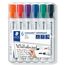 Staedtler Lumocolor 351 WP6 Whiteboard-Marker, Rundspitze ca. 2 mm Linienbreite, Set mit 6 Farben (3 Etui)