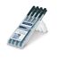STAEDTLER permanenter Universalstift Lumocolor, wisch- und wasserfest, sekundenschnell trocken, nachfüllbar, Linienbreite 0,6 mm, 4 schwarze Marker in stabiler STAEDTLER Box, 318-9WP4HZ