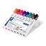 Staedtler Lumocolor 351 WP8 Whiteboardmarker, Rundspitze, 2 mm, aufstellbare Box mit 8 farben + original Staedtler Löscher