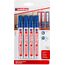 edding 3000 Permanentmarker - blau - 4 Stifte - Rund-Spitze 1,5-3 mm - schnell trocknender Permanent Marker - wasserfest, wischfest - für Karton, Kunststoff, Holz, Metall - Universalmarker