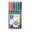 STAEDTLER permanent Marker Lumocolor, Superfein, ca. 0,4 mm, wisch- und wasserfest, Made in Germany, nachfüllbar, lange Lebensdauer, 6 Universalstifte in sortierten Farben, 313 WP6