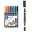 Staedtler Permanent Universalstift Lumocolor Set mit 8 Farben und Lumocolor Zweispitzmarker, wisch- und wasserfest, sekundenschnell trocken, nachfüllbar