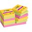 Post-it Super Sticky Notes Carnival Collection, Vorteilspackung mit 12 Blöcken, 90 Blatt pro Block, 47,6 mm x 47,6 mm, Gelb, Blau. Grün, Pink. Orange - Extra-stark klebende Notizzettel