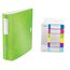 Leitz Set Qualitäts-Ordner 180° Active WOW A4, Breit, 8,2 cm, Gummibandverschluss, Grün + Leitz Register für A4, PC-beschriftbares Deckblatt, und 6 Trennblätter, WOW Serie, 11060054 + 12420000